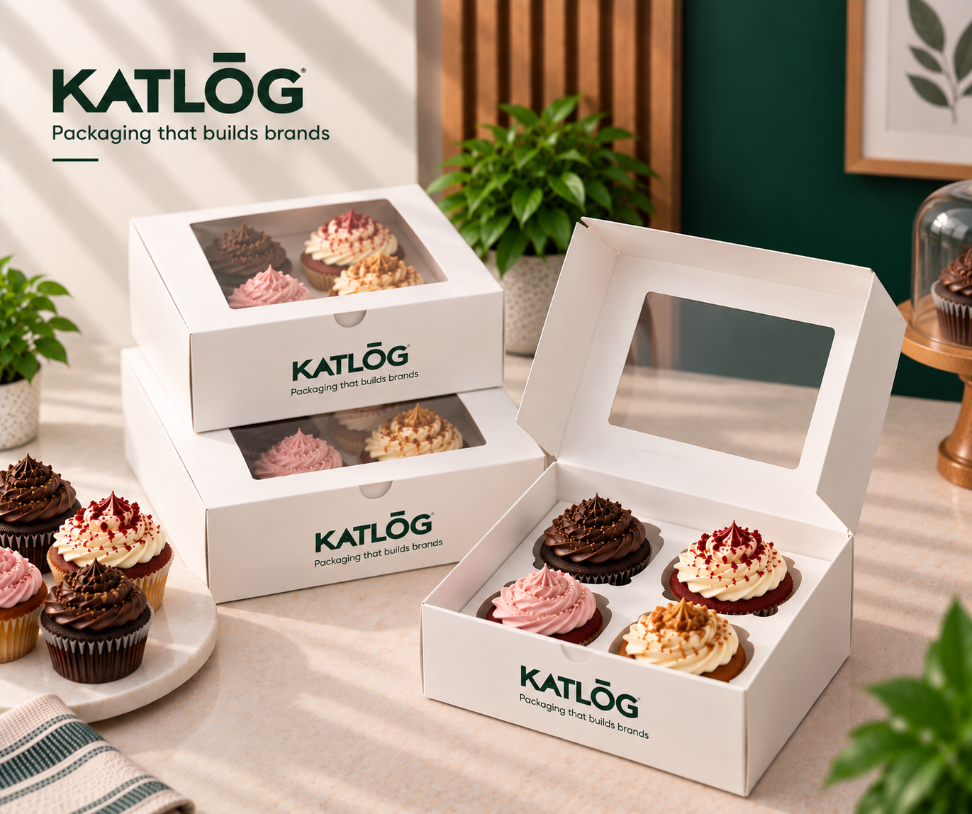 Custom Cupcake Box 4 holes