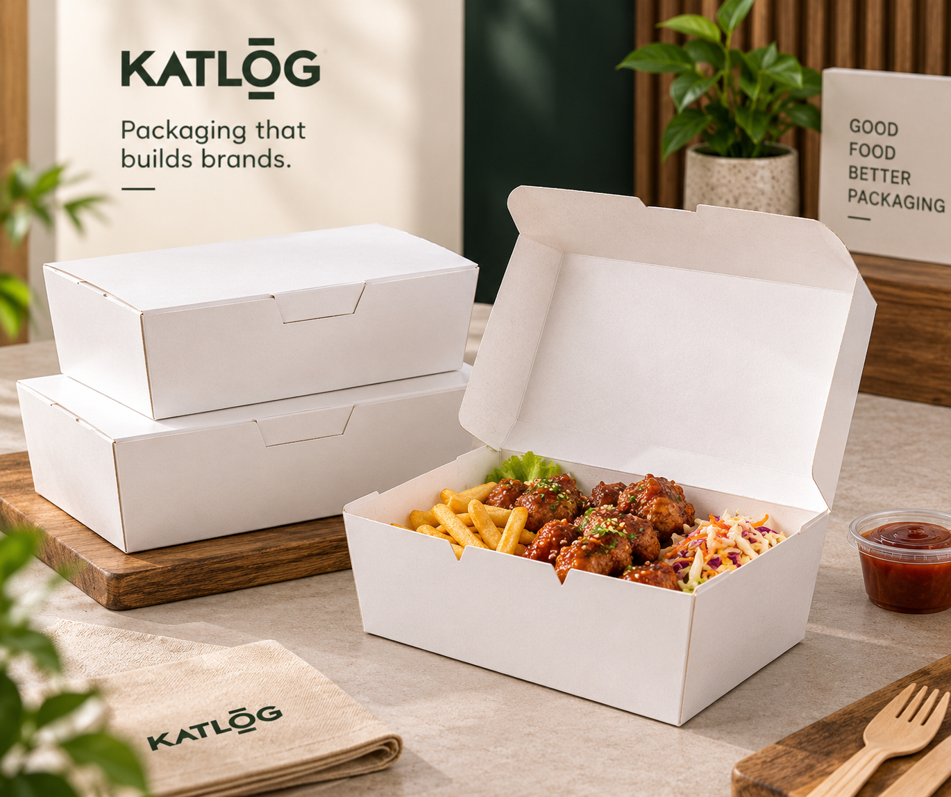 Plain White Food Box 1300 ml